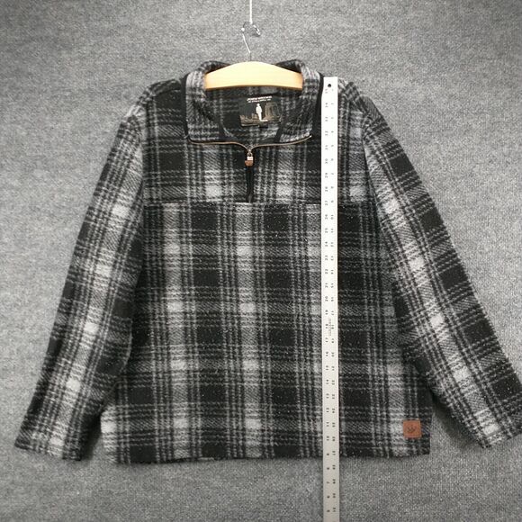 John Wayne Men's 1/4 Zip Fleece Jacket Black Gray Large Long Sleeve Polyester - Picture 11 of 13